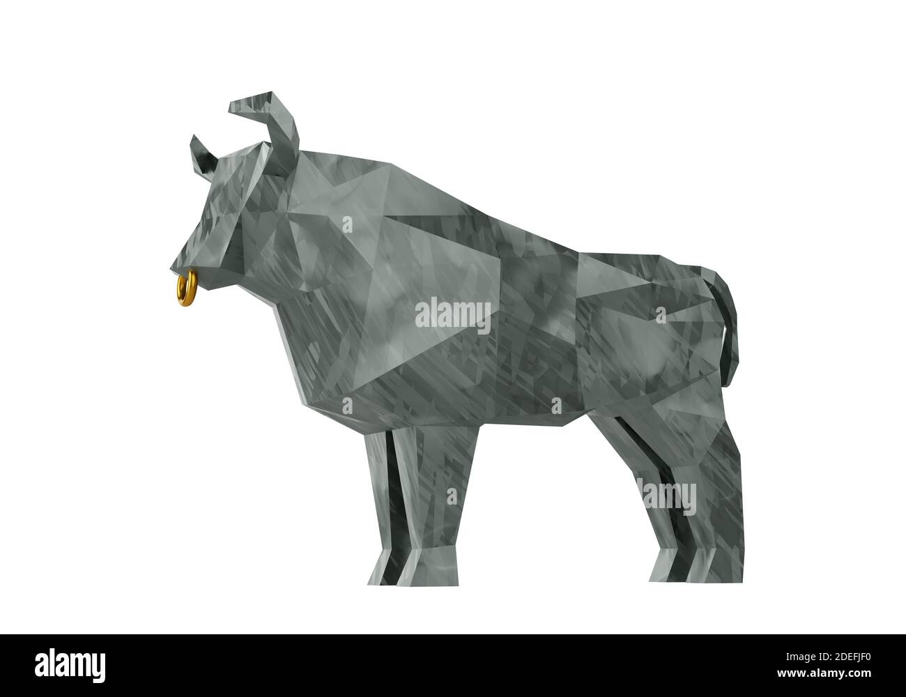 figura di un toro metallico poligonale semplificato, simbolo del nuovo anno 2021, rendering 3d Foto Stock