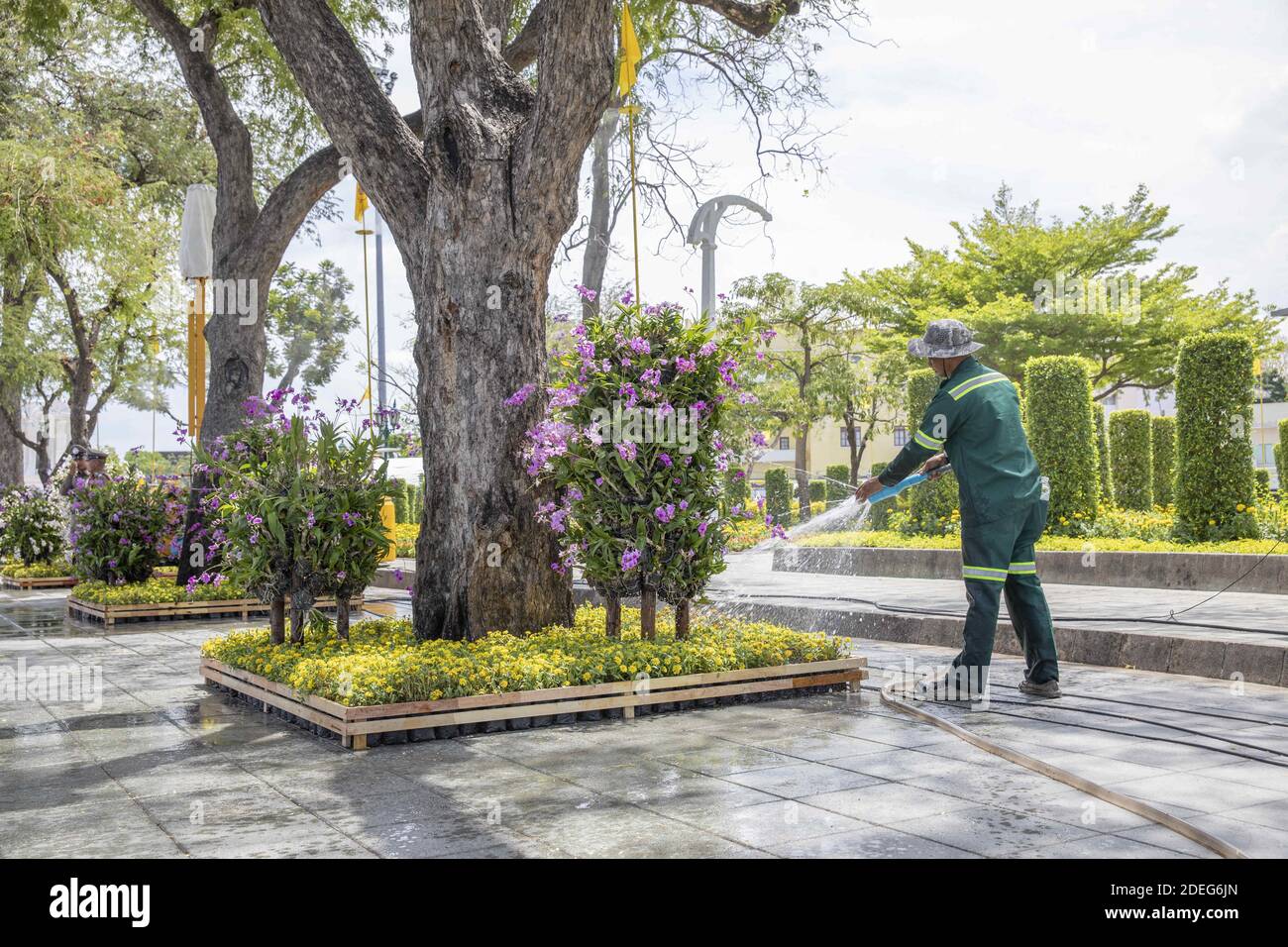 Bangkok si sta preparando per l'evento, il quartiere del Palazzo reale, l'incoronazione del Re di Thailandia, Rama X, sua Maha Vajiralongkorn Bodindradebayavarangkun, Bangkok, Thailandia. 2 maggio 2019. Foto di Loic Baratoux/ABACAPRESS.COM Foto Stock