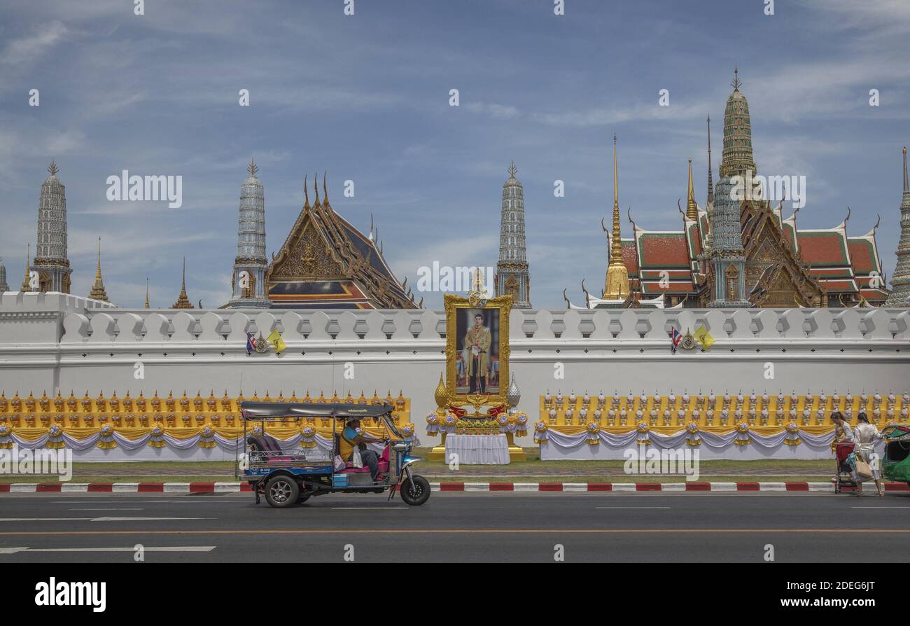 Bangkok si sta preparando per l'evento, il quartiere del Palazzo reale, l'incoronazione del Re di Thailandia, Rama X, sua Maha Vajiralongkorn Bodindradebayavarangkun, Bangkok, Thailandia. 2 maggio 2019. Foto di Loic Baratoux/ABACAPRESS.COM Foto Stock