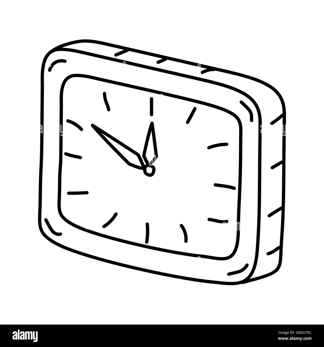 Nuovo anno sull'orologio icona disegnata a mano Imposta vettore. Illustrazione Vettoriale