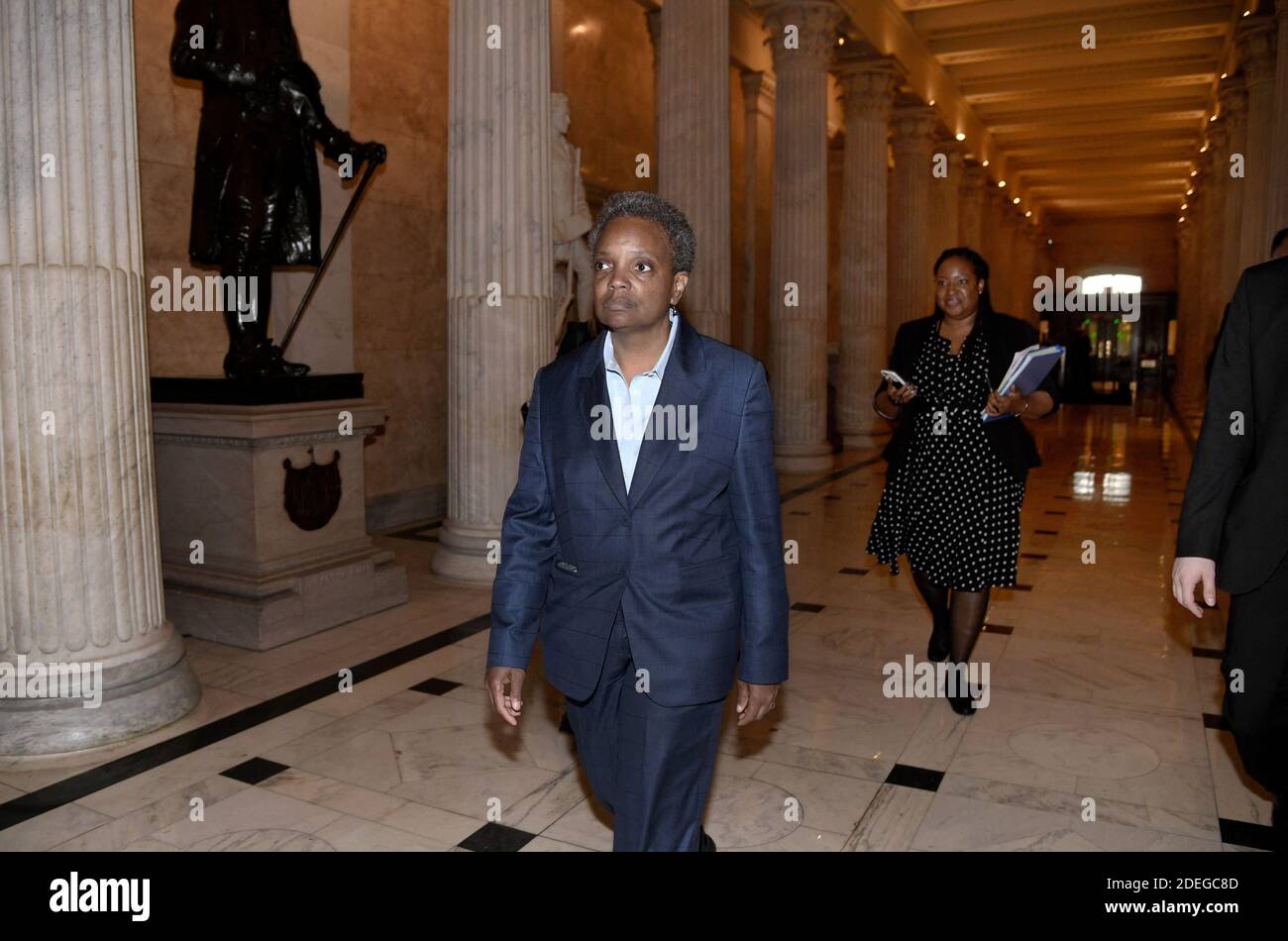 Il sindaco eletto di Chicago Lori Lightfoot cammina all'interno del Campidoglio degli Stati Uniti 7 maggio 2019 a Washington, DC. Foto di Olivier Douliery/ABACAPRESS.COM Foto Stock