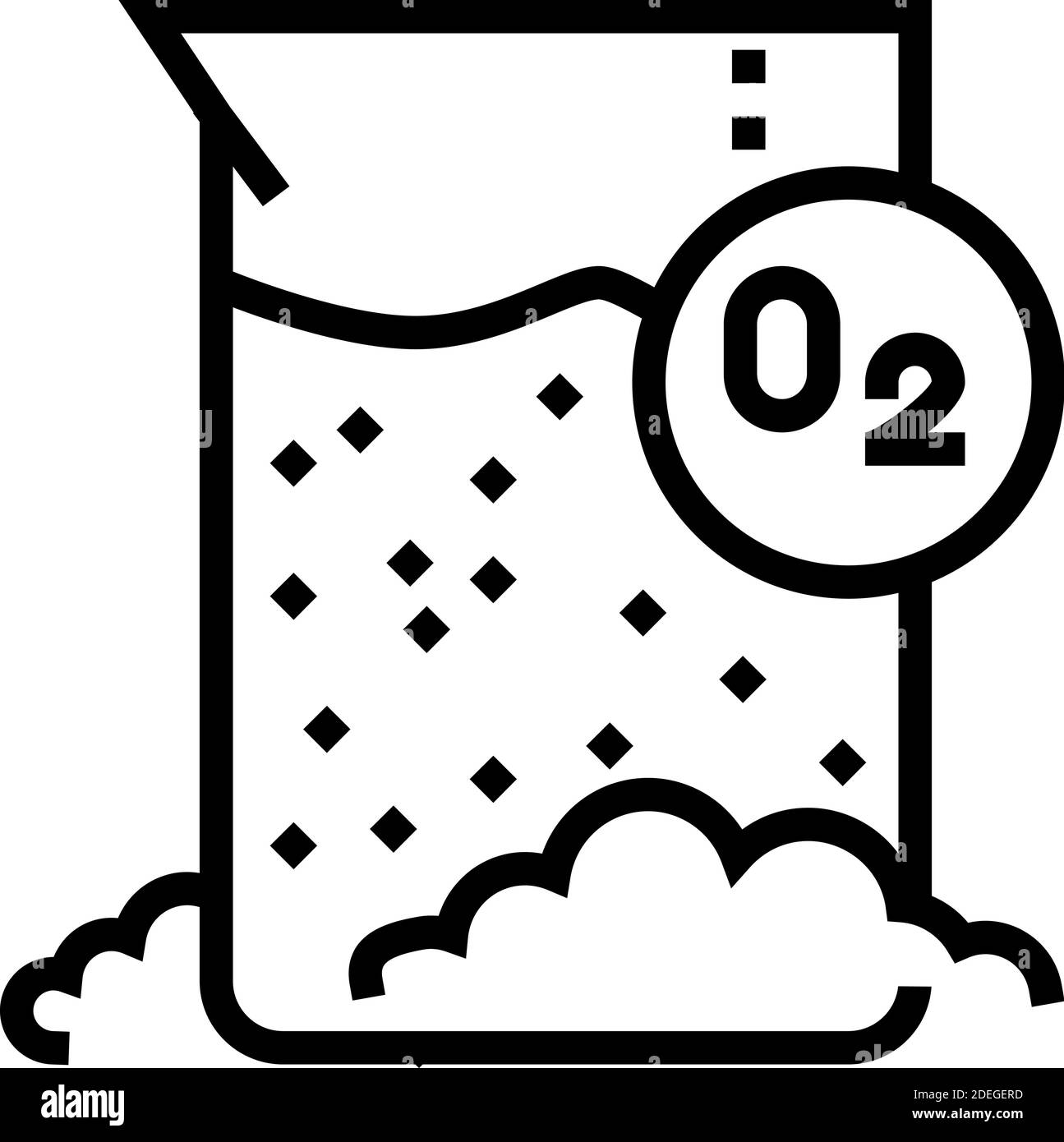 rappresentazione vettoriale dell'icona della reazione chimica sulla linea di ossigeno Illustrazione Vettoriale