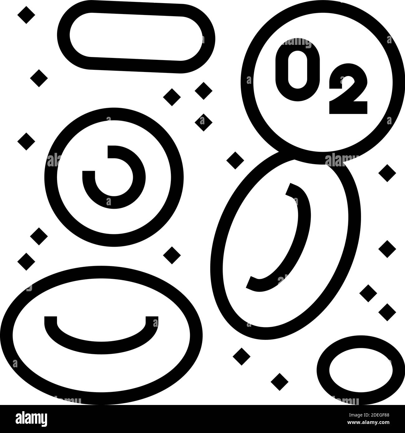 illustrazione del vettore dell'icona del sangue con la linea di ossigeno Illustrazione Vettoriale