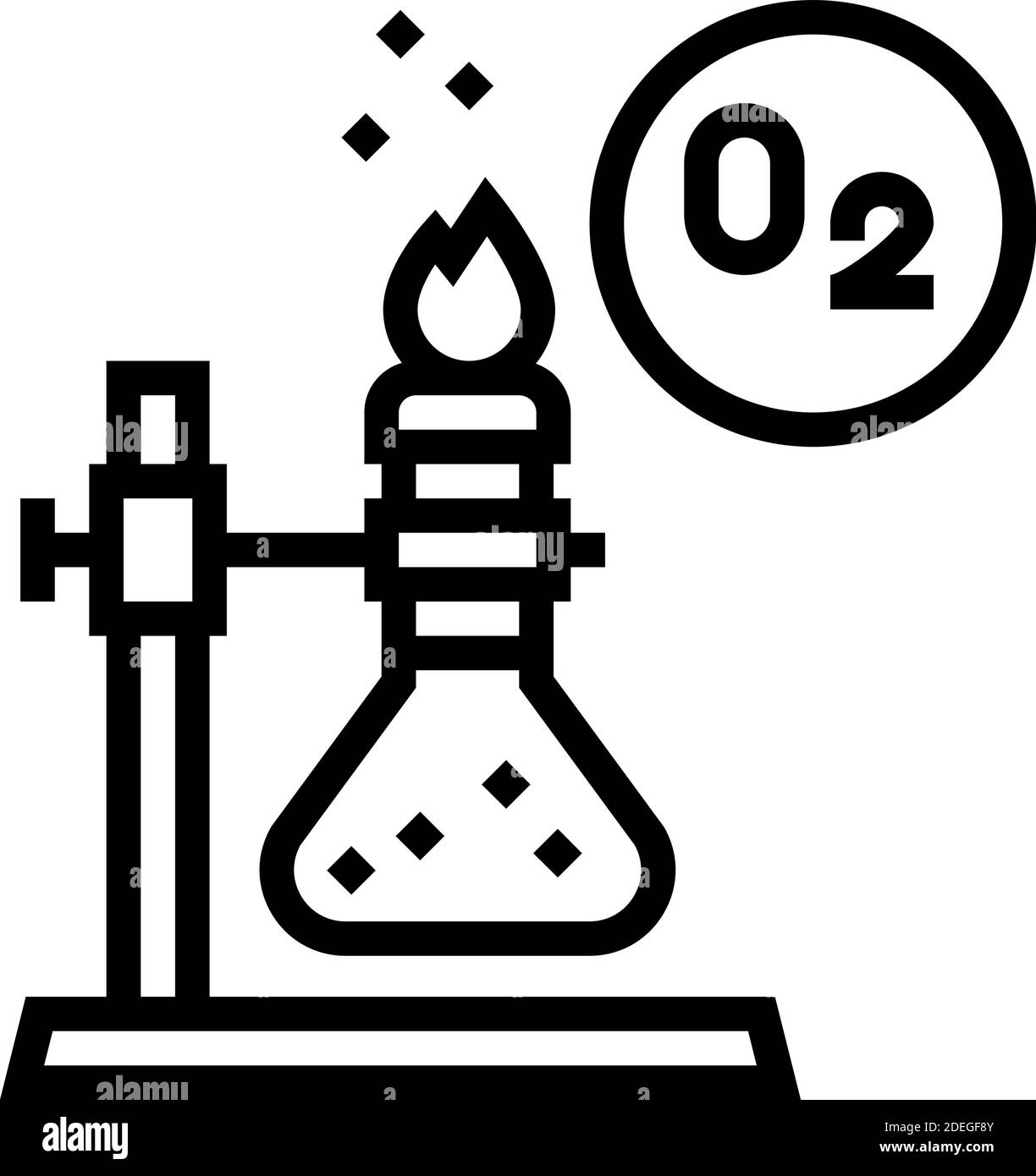illustrazione vettoriale dell'icona della linea di ossigeno per la ricerca chimica Illustrazione Vettoriale