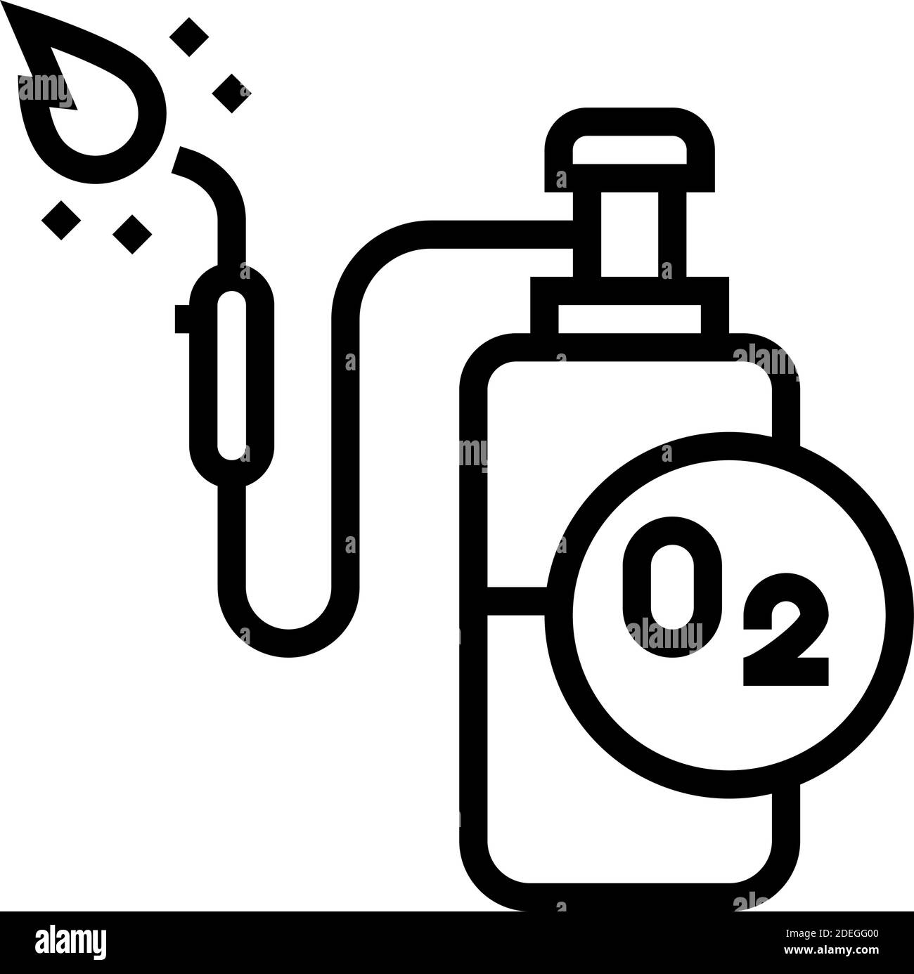 immagine vettoriale dell'icona del cilindro dell'ossigeno per la linea di saldatura Illustrazione Vettoriale