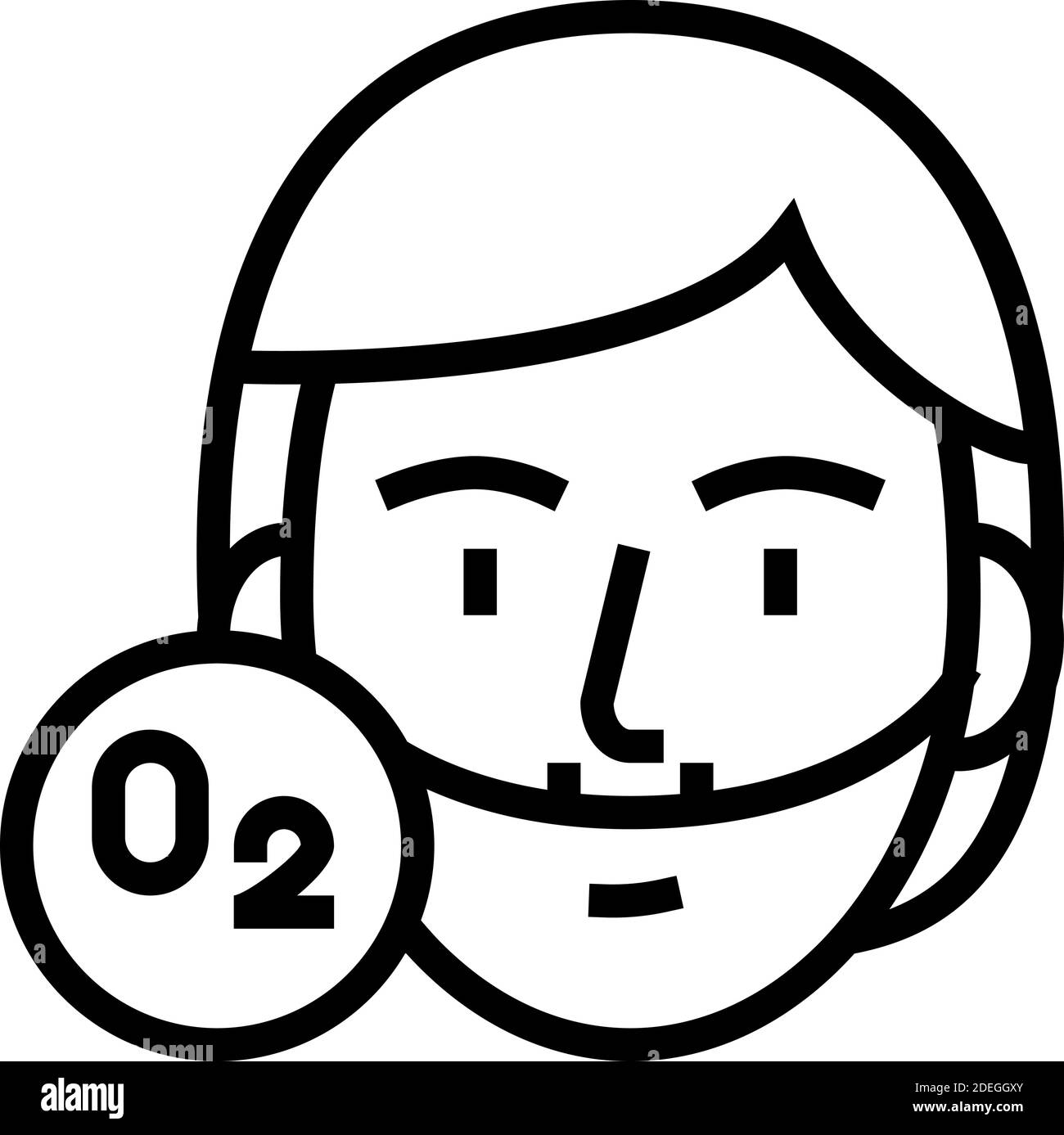 immagine vettoriale dell'icona della linea degli strumenti ossigeno respiratorio umano Illustrazione Vettoriale