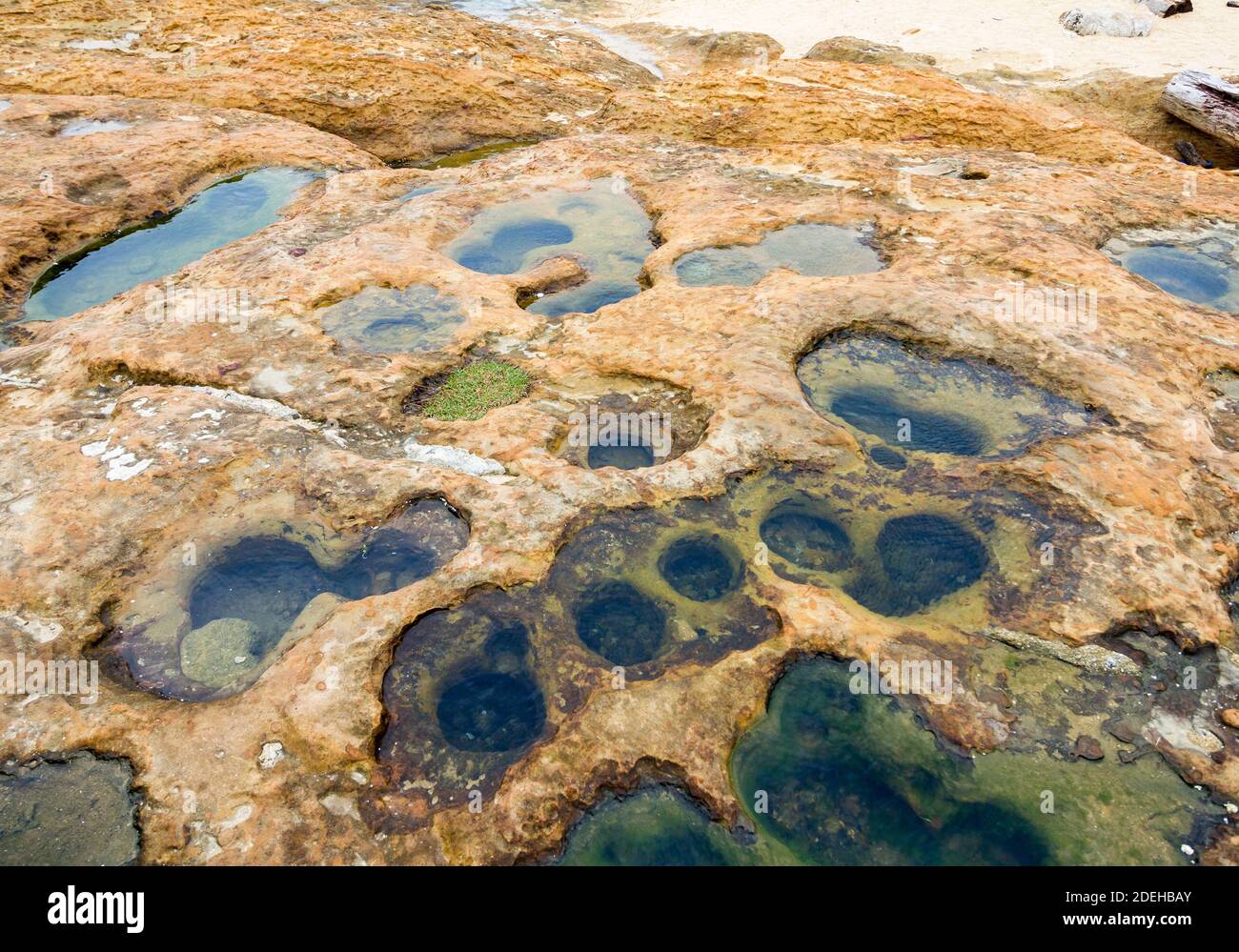 Il panoramico Geopark Yehliu a Wanli Disrict a New Taipei City, Taiwan, ha formazioni rocciose molto interessanti Foto Stock