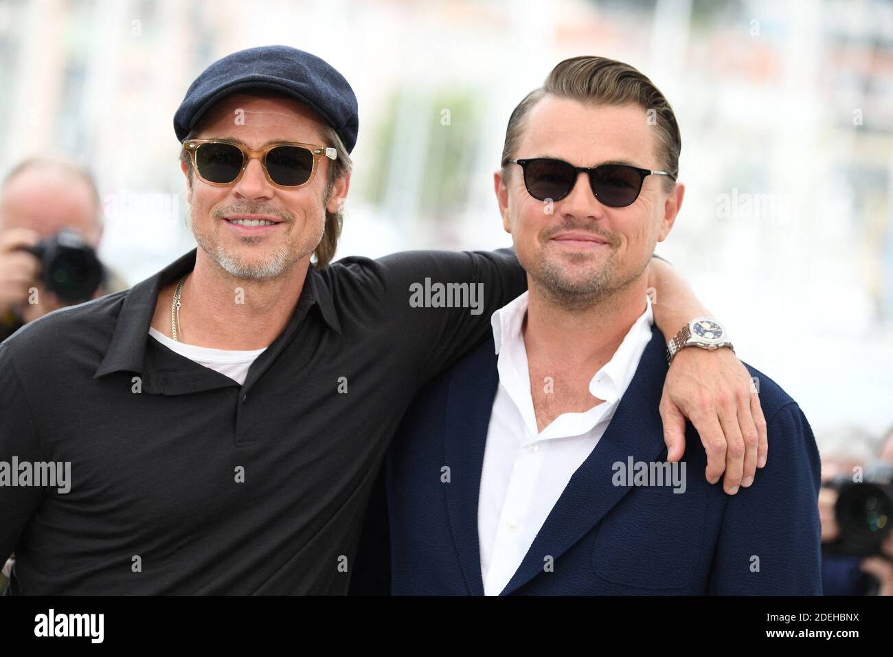 Brad Pitt, Leonardo DiCaprio posa durante la fotocellula di una volta a Hollywood come parte del 72esimo Festival annuale del Cinema di Cannes il 22 maggio 2019 a Cannes, Francia. Foto di David Niviere/ABACAPRESS.COM Foto Stock