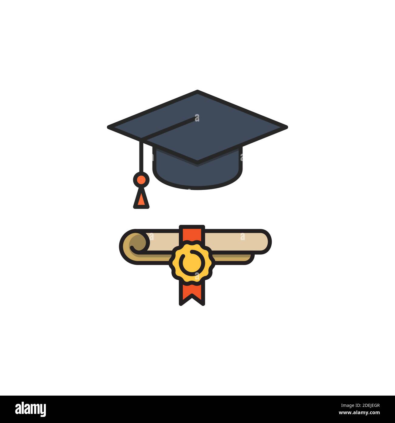 Cappello di laurea e icona del diploma, colore, linea, segno vettoriale di  contorno, pittogramma lineare isolato su bianco. Simbolo, illustrazione del  logo Immagine e Vettoriale - Alamy