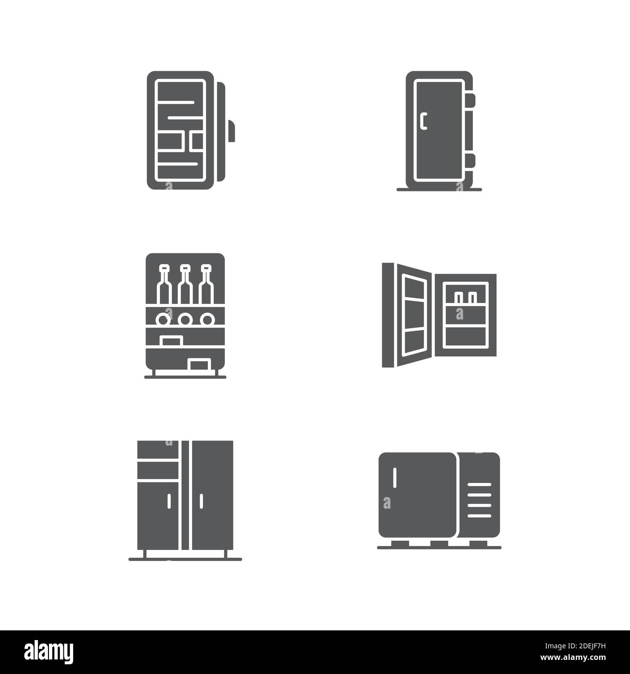 Icona del set di icone del frigorifero, colore, linea, segno vettoriale del contorno, pittogramma di stile lineare isolato su bianco. Simbolo, illustrazione del logo. Illustrazione Vettoriale