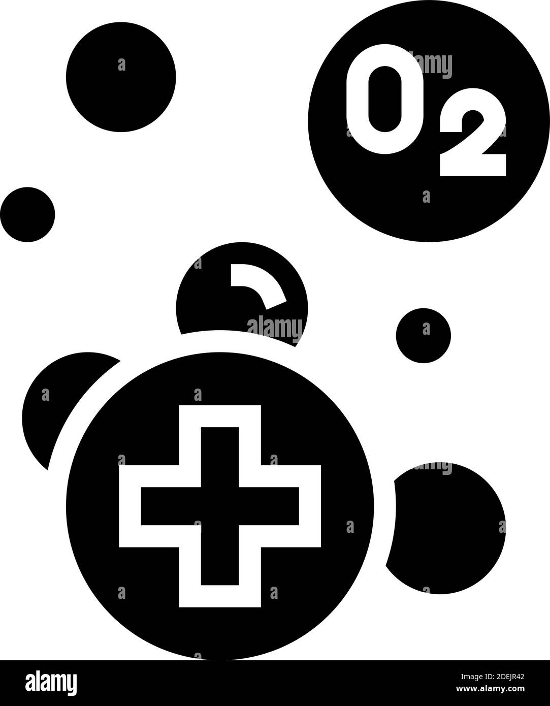 illustrazione del vettore dell'icona glifo dell'ossigeno aggiunta di acqua Illustrazione Vettoriale