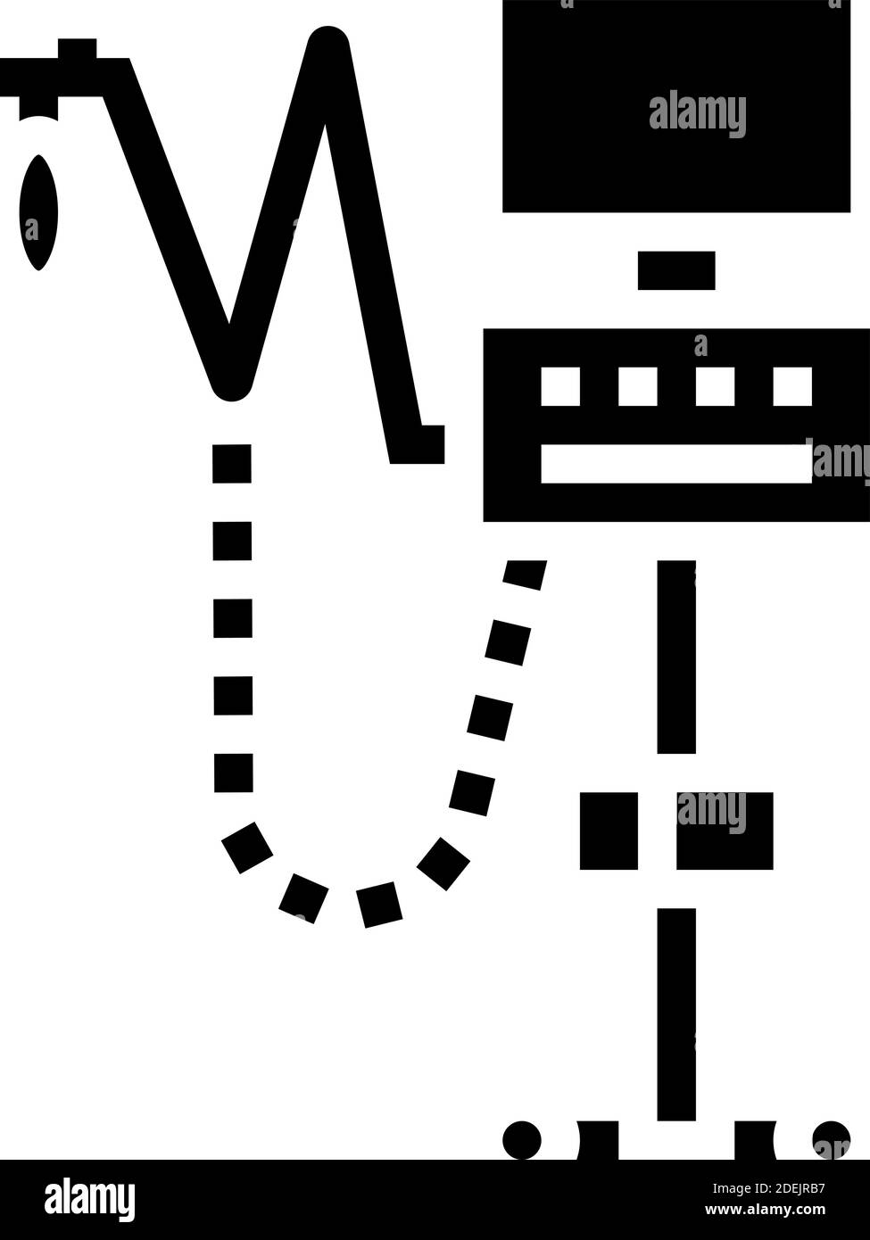 illustrazione del vettore dell'icona glifo dell'apparecchiatura medica dell'ossigeno Illustrazione Vettoriale