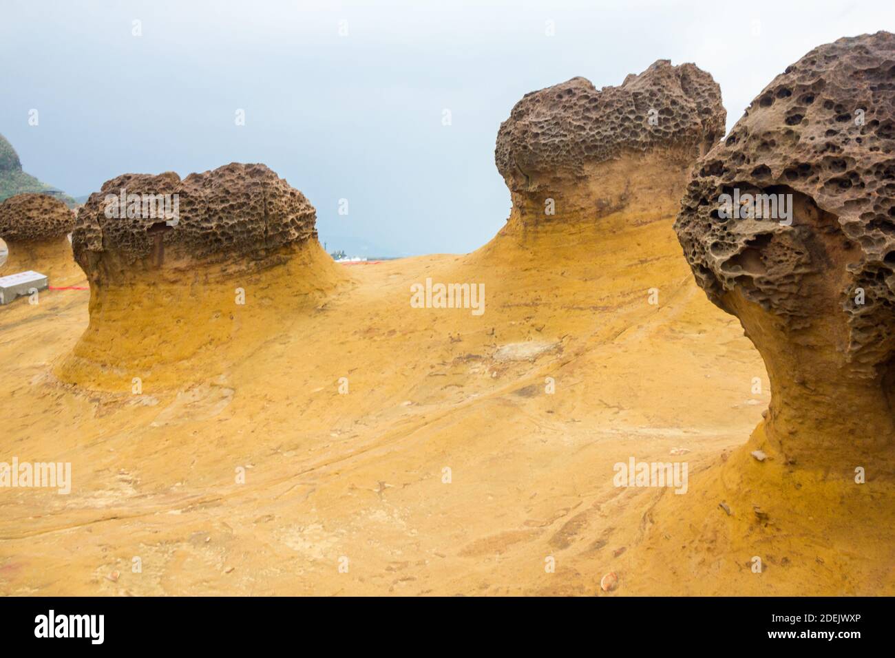 Il panoramico Geopark Yehliu a Wanli Disrict a New Taipei City, Taiwan, ha formazioni rocciose molto interessanti Foto Stock