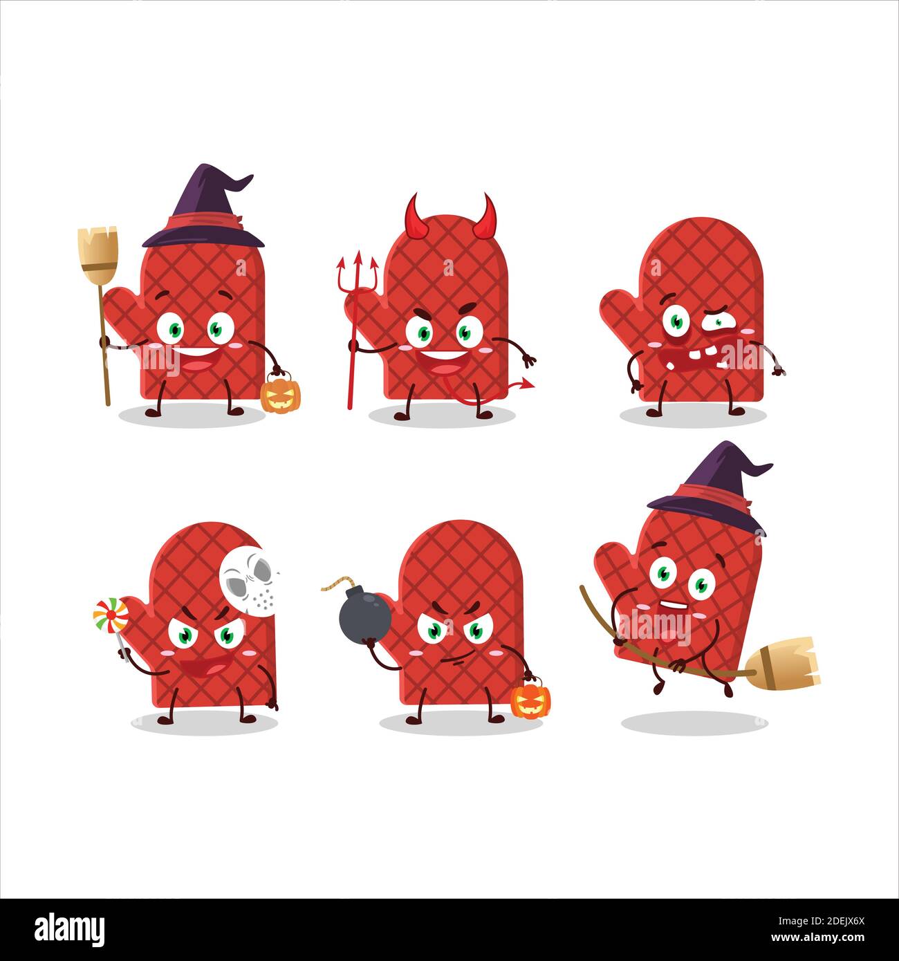 Emoticon di espressione di Halloween con carattere cartoon di forno mitt. Illustrazione vettoriale Illustrazione Vettoriale
