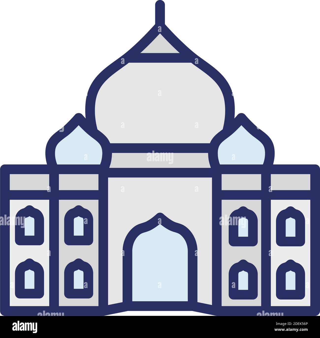 Taj Mahal, Agra, India, Tempio icone vettoriali completamente modificabili Illustrazione Vettoriale