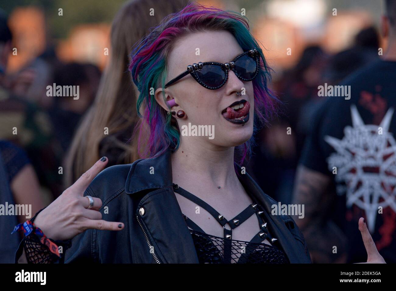 Atmosfera generale durante il festival all'aperto Hellfest il 23 giugno 2019 a Clisson, Francia Foto di Julien Reynaud/APS-Medias/ABACAPRESS.COM Foto Stock