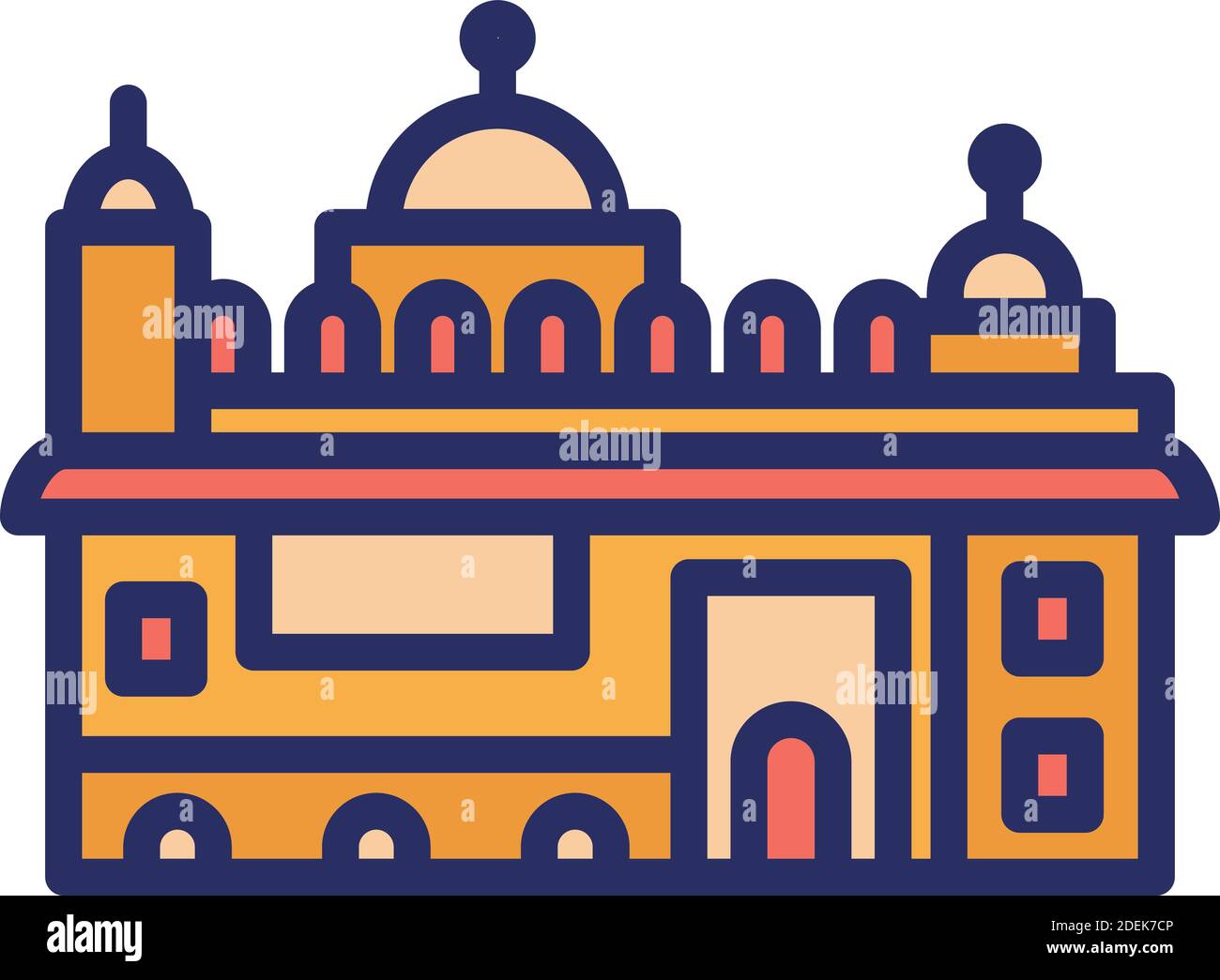 Golden Temple, Amritsar, India, Harmandir Sahib icone vettoriali completamente modificabili Illustrazione Vettoriale