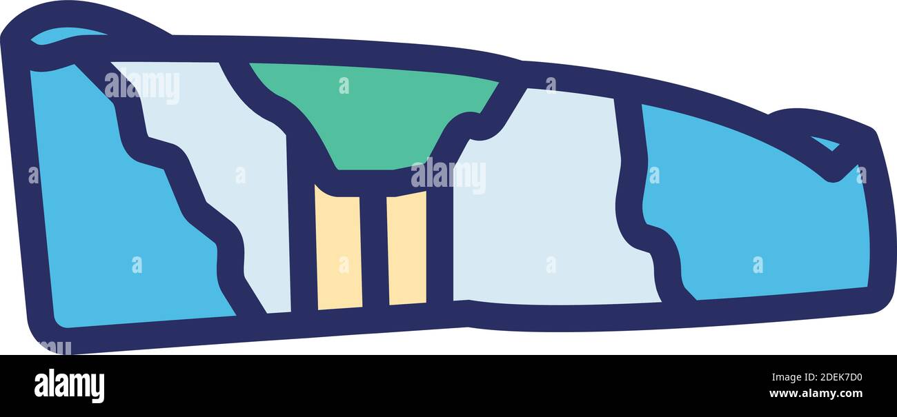 White Cliffs, dover, Gran Bretagna, Inghilterra icone vettoriali completamente modificabili Illustrazione Vettoriale
