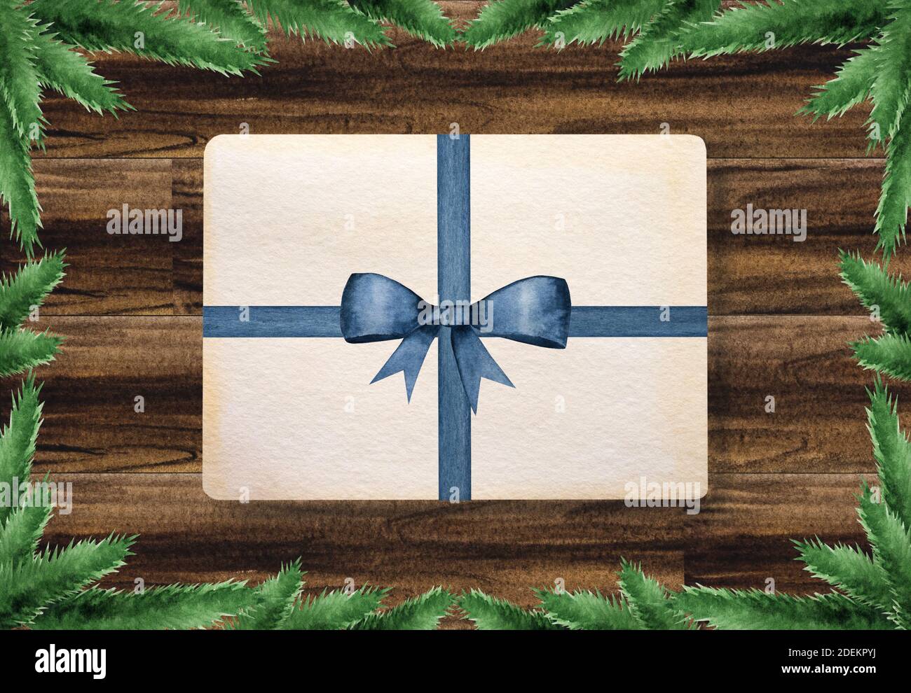 Decorazioni natalizie luminose su una superficie in legno testurizzato Foto Stock