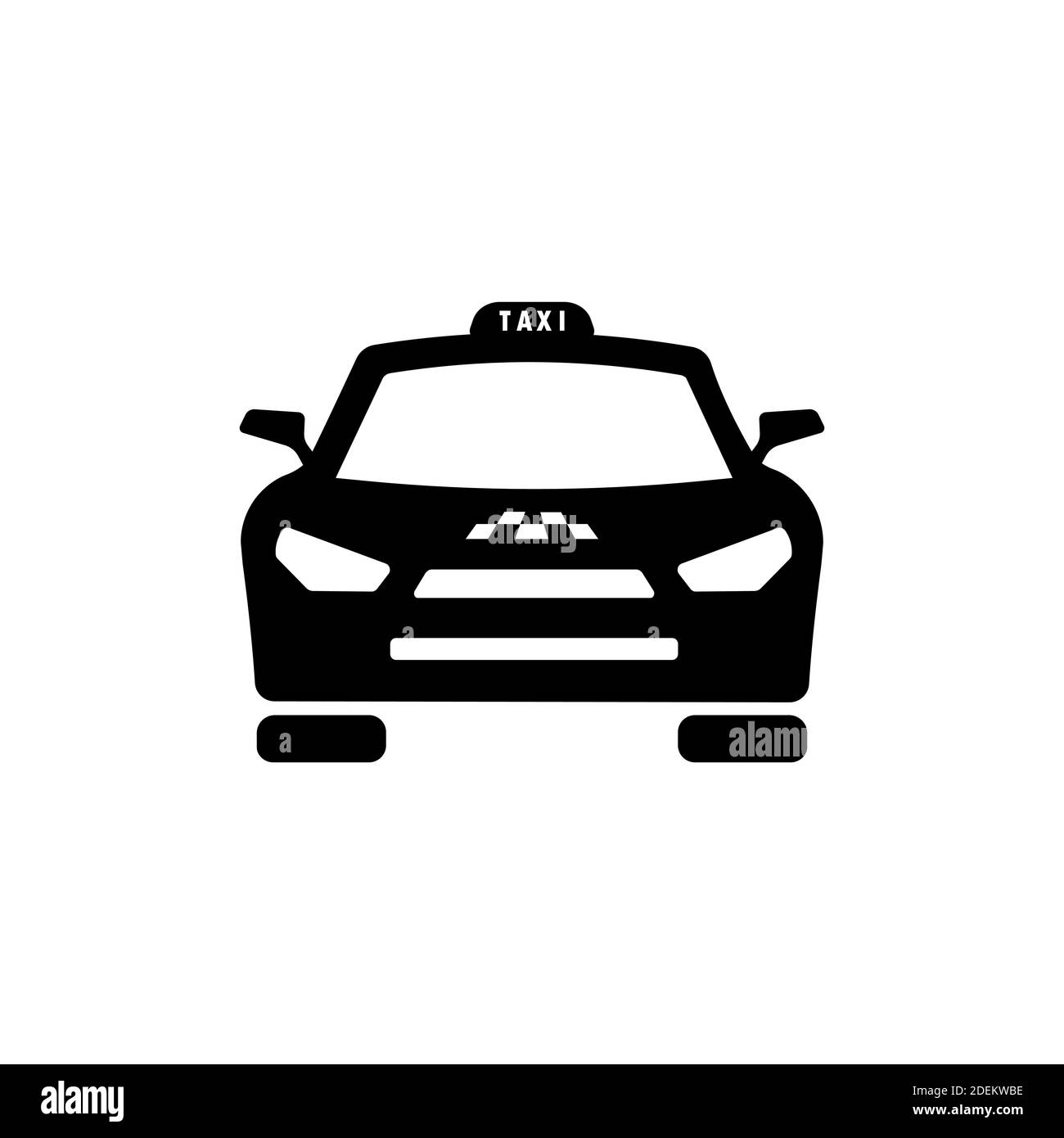 Icona taxi auto in nero. Modello di progetto. Vettore su sfondo bianco isolato. EPS 10. Illustrazione Vettoriale