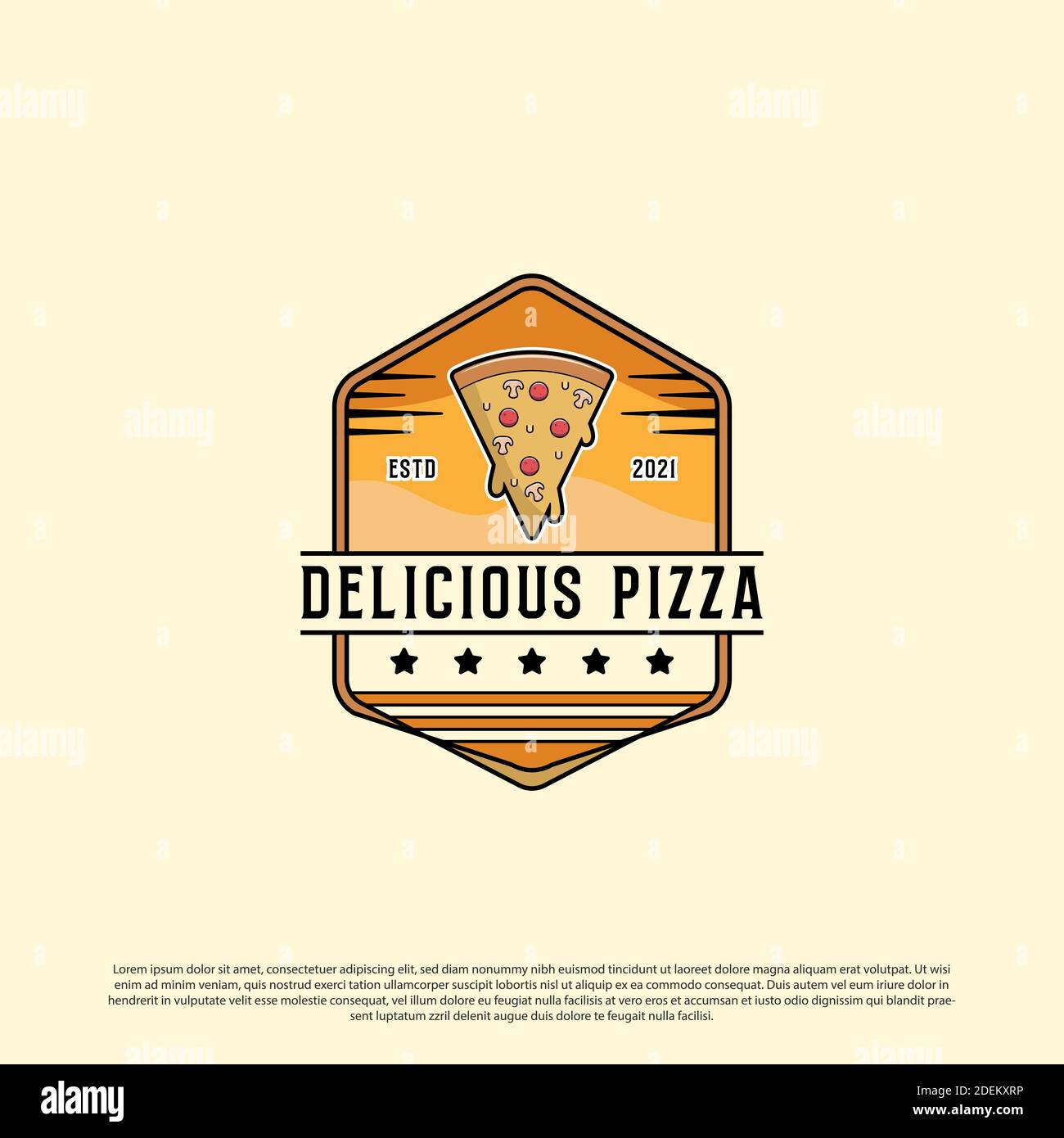 deliziose illustrazioni vettoriali per il logo del negozio di pizza Illustrazione Vettoriale
