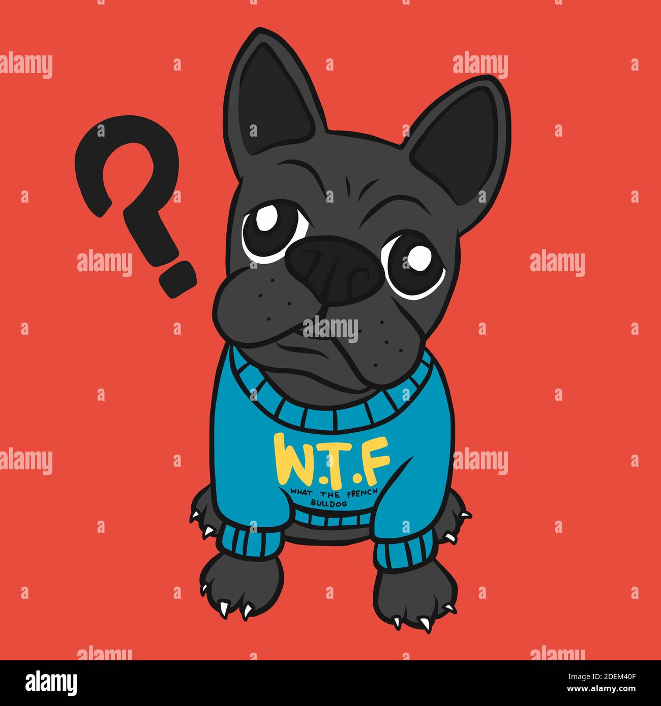 W.T.F. Che l'illustrazione francese del vettore bulldog cartone animato Illustrazione Vettoriale