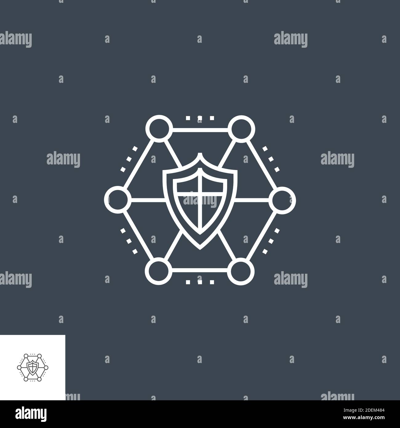 Icona della linea sottile del vettore correlato alla protezione della rete. Illustrazione Vettoriale