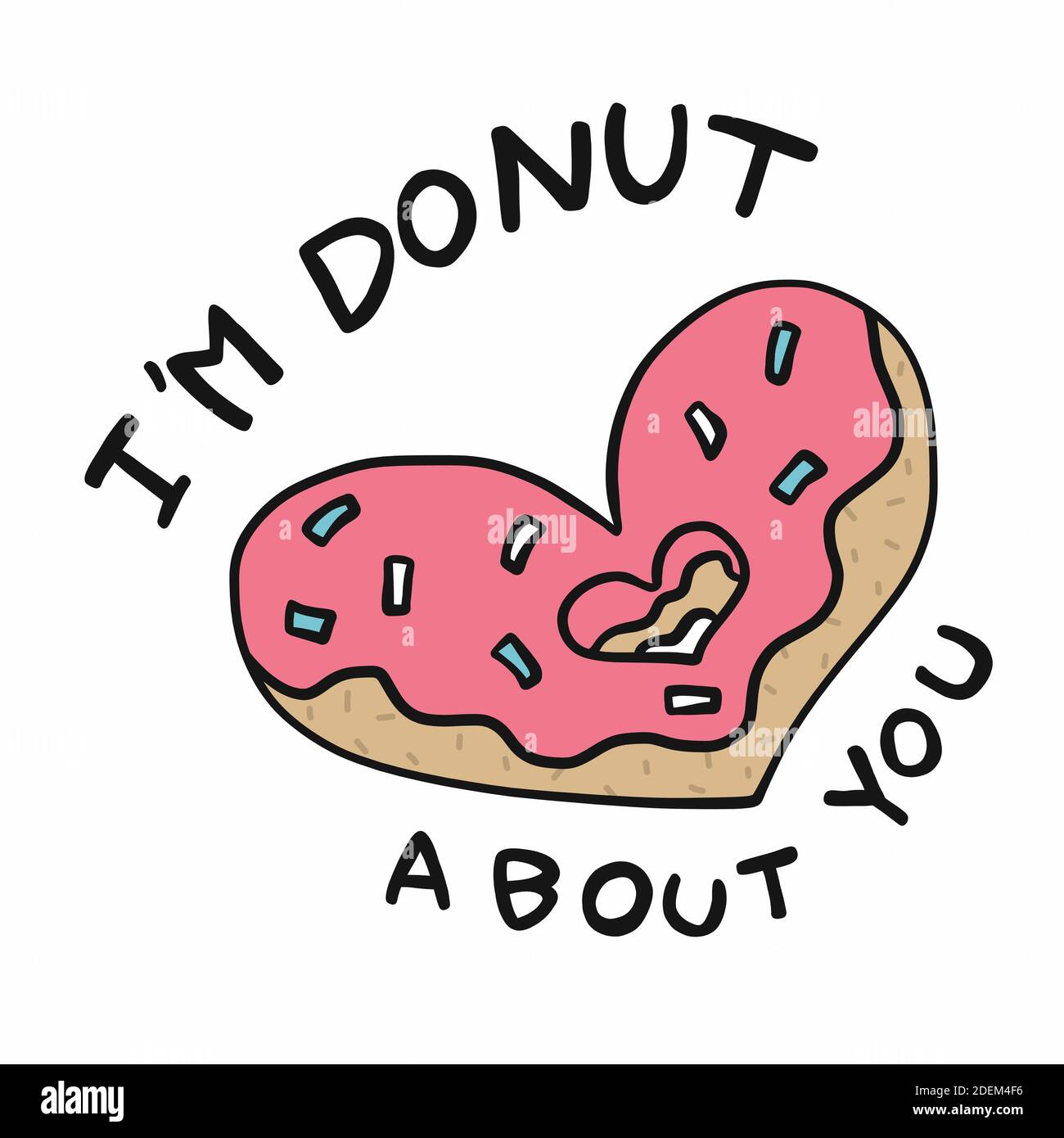 Io sono donut su di te, donut cuore forma cartoon illustrazione vettoriale Illustrazione Vettoriale