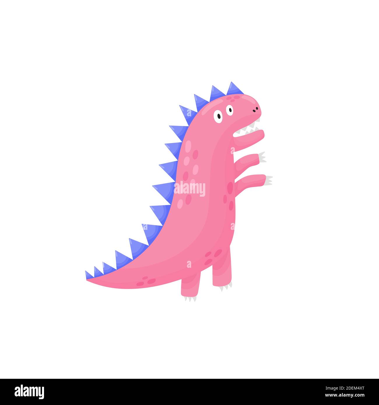 Un dinosauro preoccupato in stile infantile. Divertente tirannosauro rex Illustrazione Vettoriale