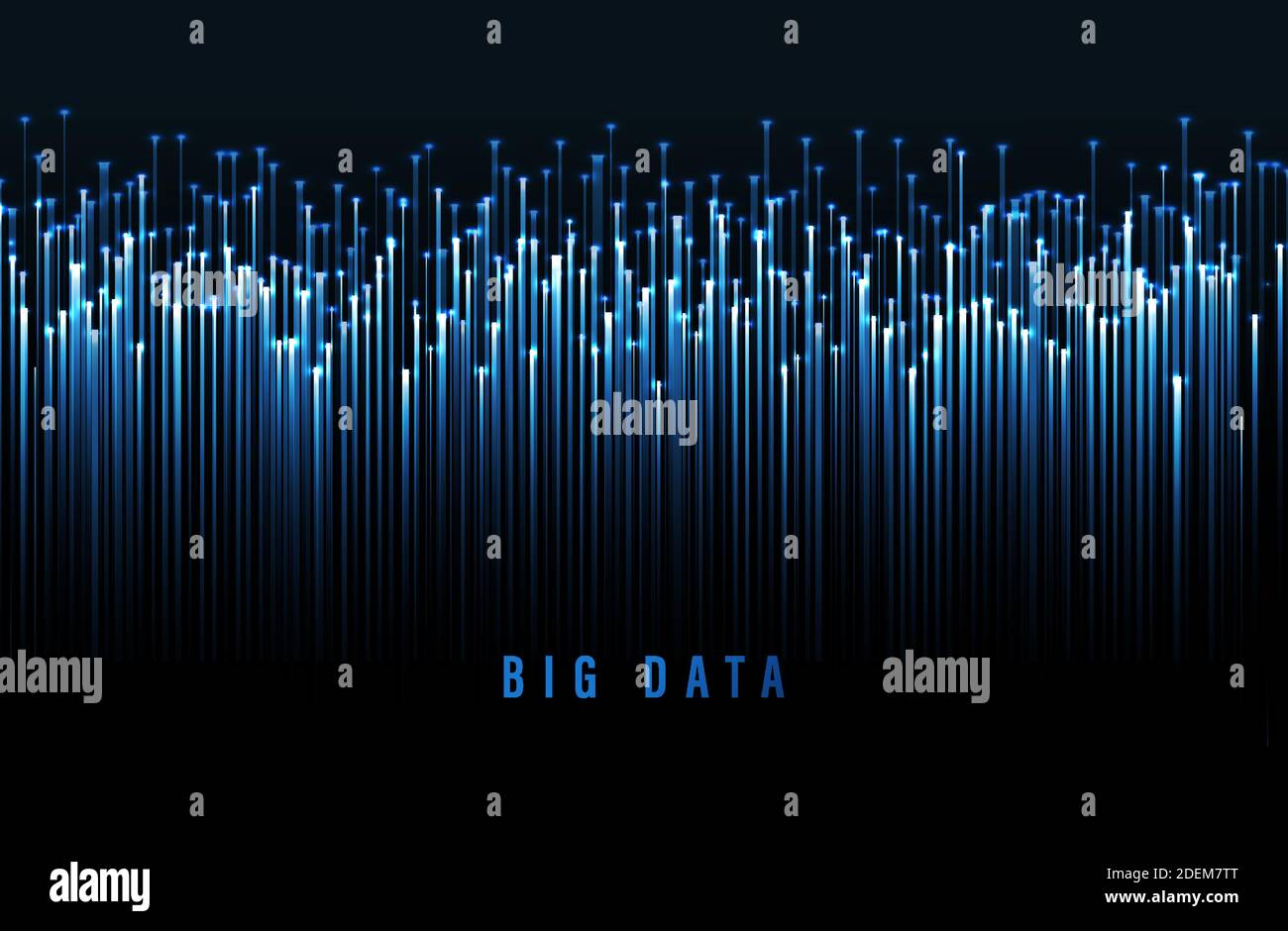 Particelle digitali astratte. Visualizzazione vettoriale astratta dei big data. Illustrazione Vettoriale