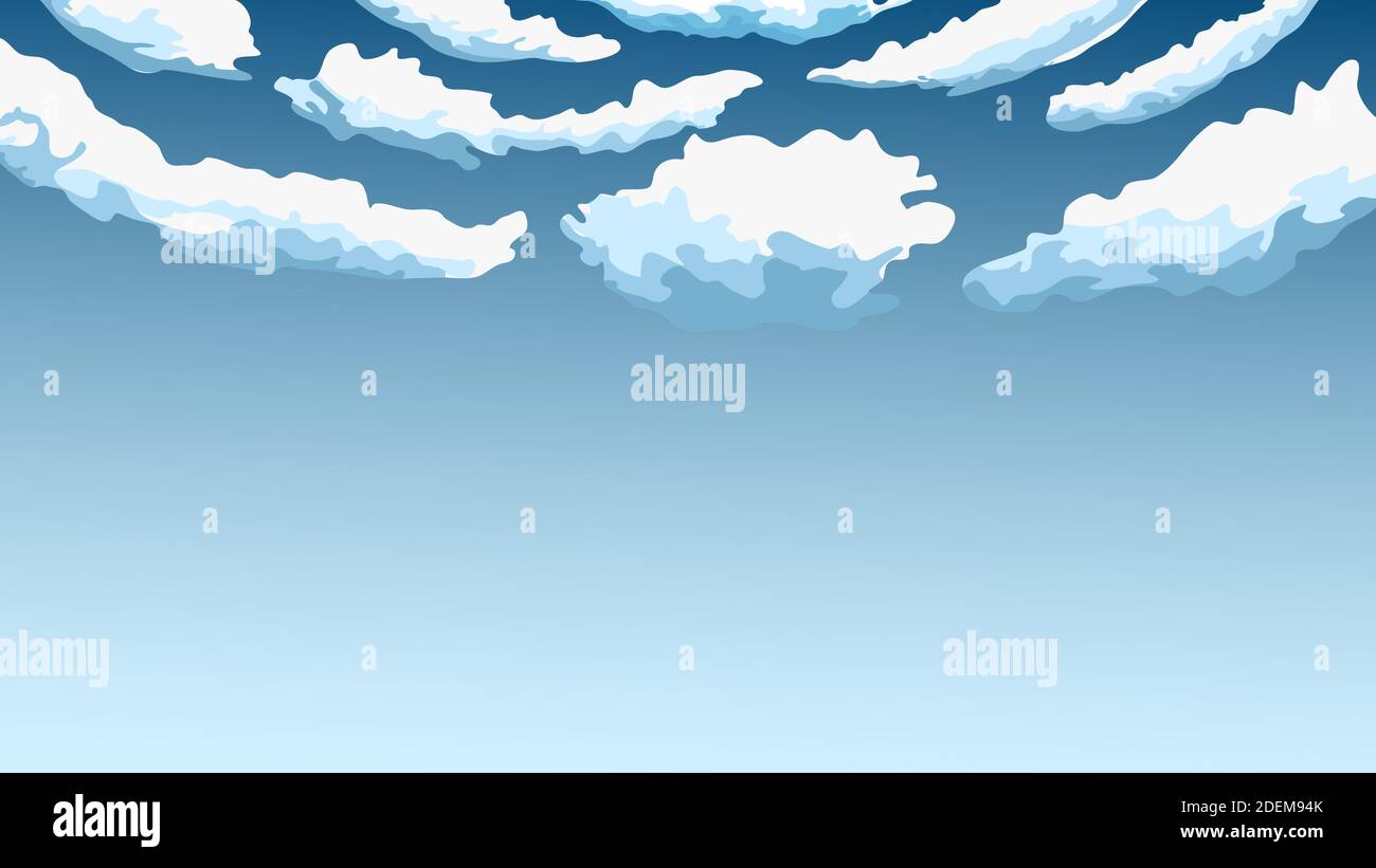 Astratto cielo blu, nuvole cartoni animati sono in cielo blu. Illustrazione vettoriale Illustrazione Vettoriale