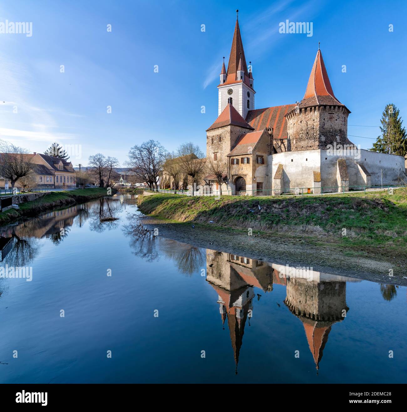 Chiesa fortificata, Cristian Sibiu, Transilvania, Romania, Chiesa medievale, architettura medievale Foto Stock