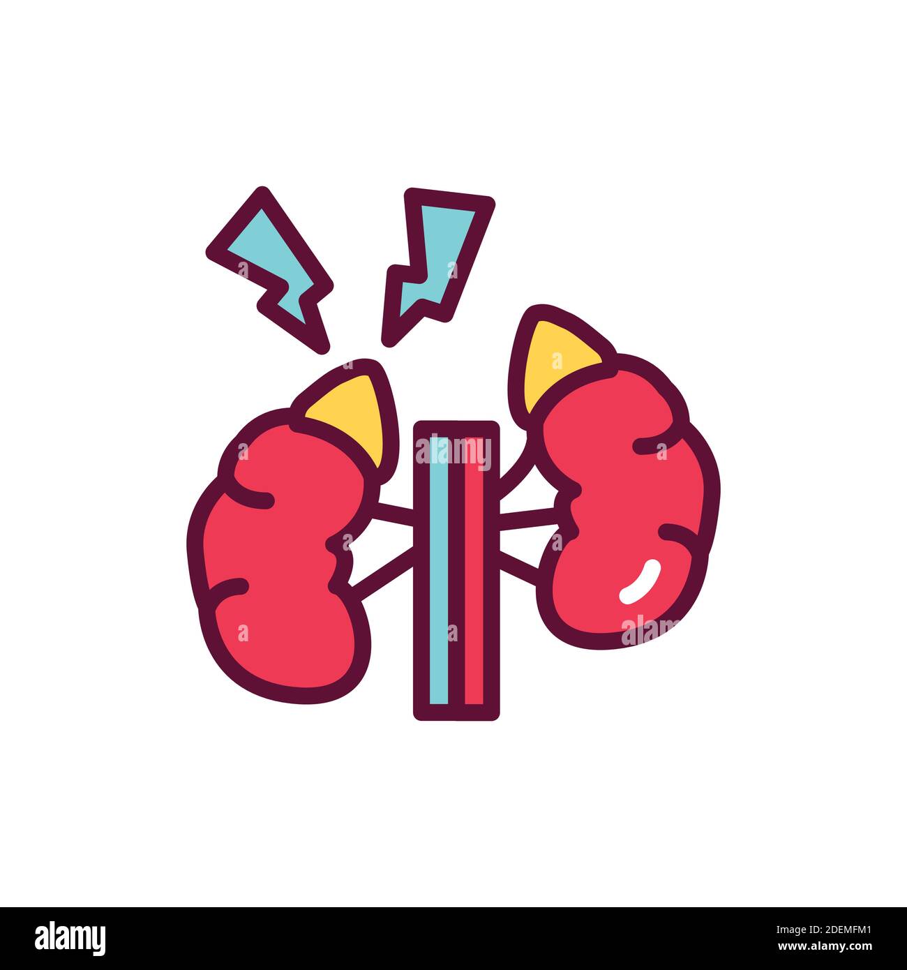 Icona della linea di colore della malattia di Addison. Elemento vettoriale isolato. Illustrazione Vettoriale
