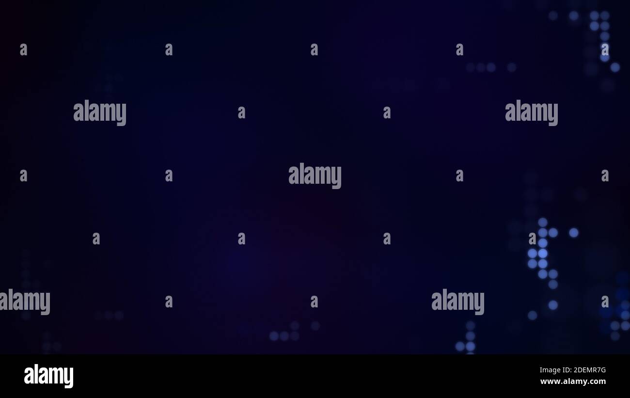 Punti blu su uno sfondo blu scuro sfocato. Sfondo astratto per poster, banner, sito Web o template con risoluzione 4k. Spazio di copia. Foto Stock