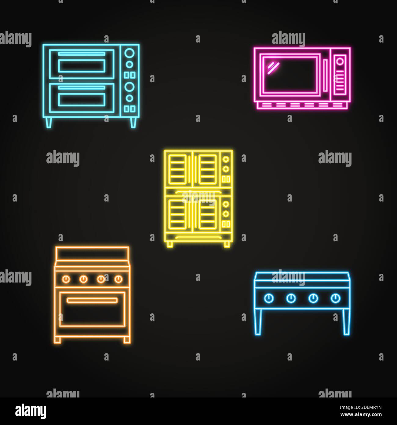 Icona attrezzatura da cucina professionale in stile neon. Collezione di  simboli per forni e griglie commerciali. Illustrazione vettoriale Immagine  e Vettoriale - Alamy