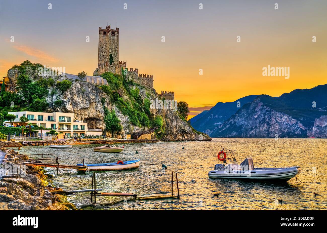 Castello Scaligero a Malcesine sul Lago di Garda Foto Stock