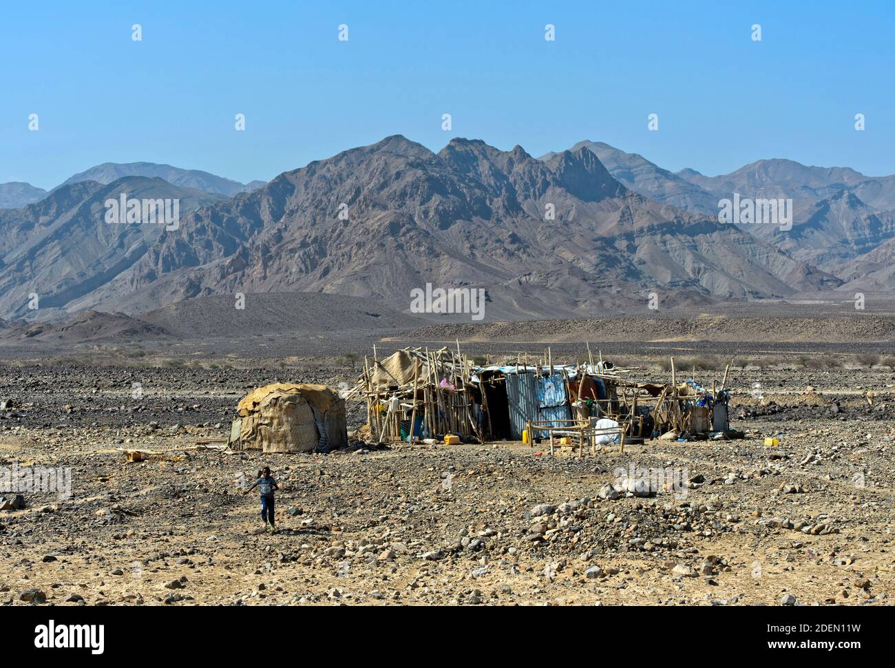 Traditionelle Unterkunft der Afar Nomaden, Danakil Senke, Afar Provinz, Äthiopien / rifugio tradizionale di Afar nomads, Danakil Valley, Afar Province, Foto Stock