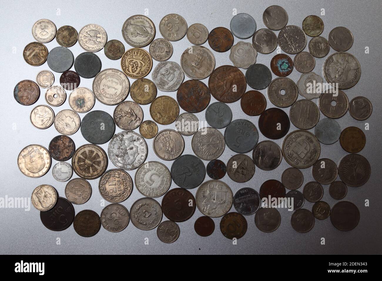 Vecchie monete Foto Stock