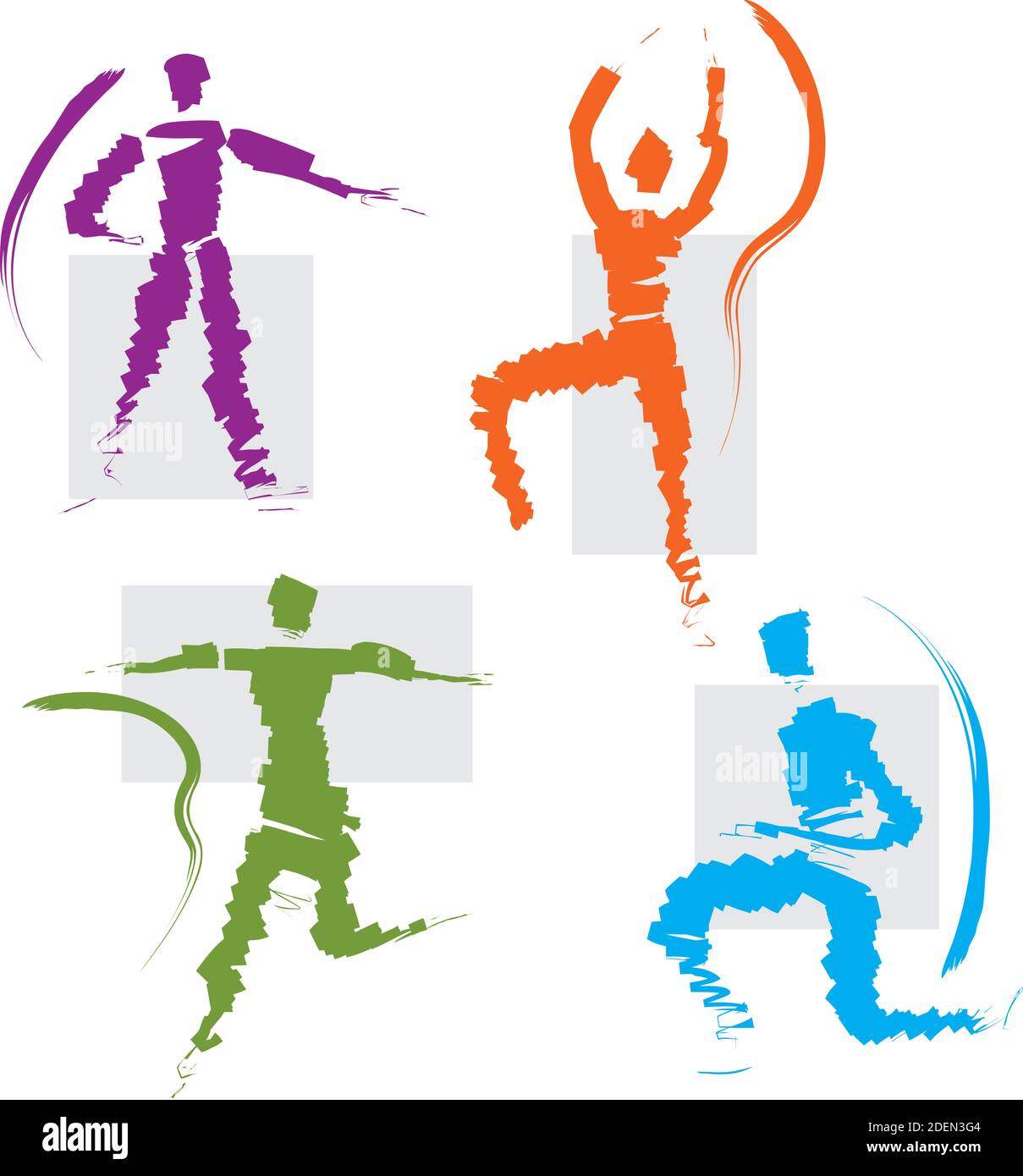 Insieme di posizioni di atteggiamenti di sport e di salute, figura di persone elementi Illustrazione Illustrazione Vettoriale