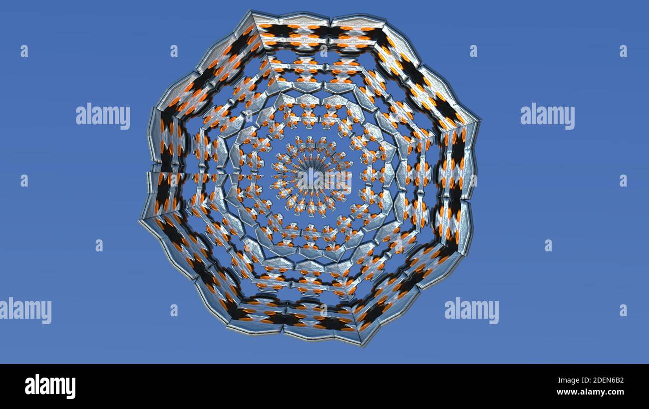 Mandala indù buddista a forma di ornamento rotondo. illustrazione 3d Foto Stock