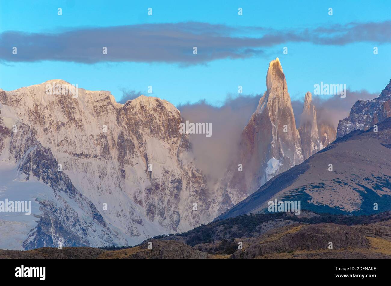 Sud America, Patagonia, Argentina, Los Glaciares, Parco Nazionale, UNESCO, Patrimonio Mondiale, Cerro Torre Foto Stock