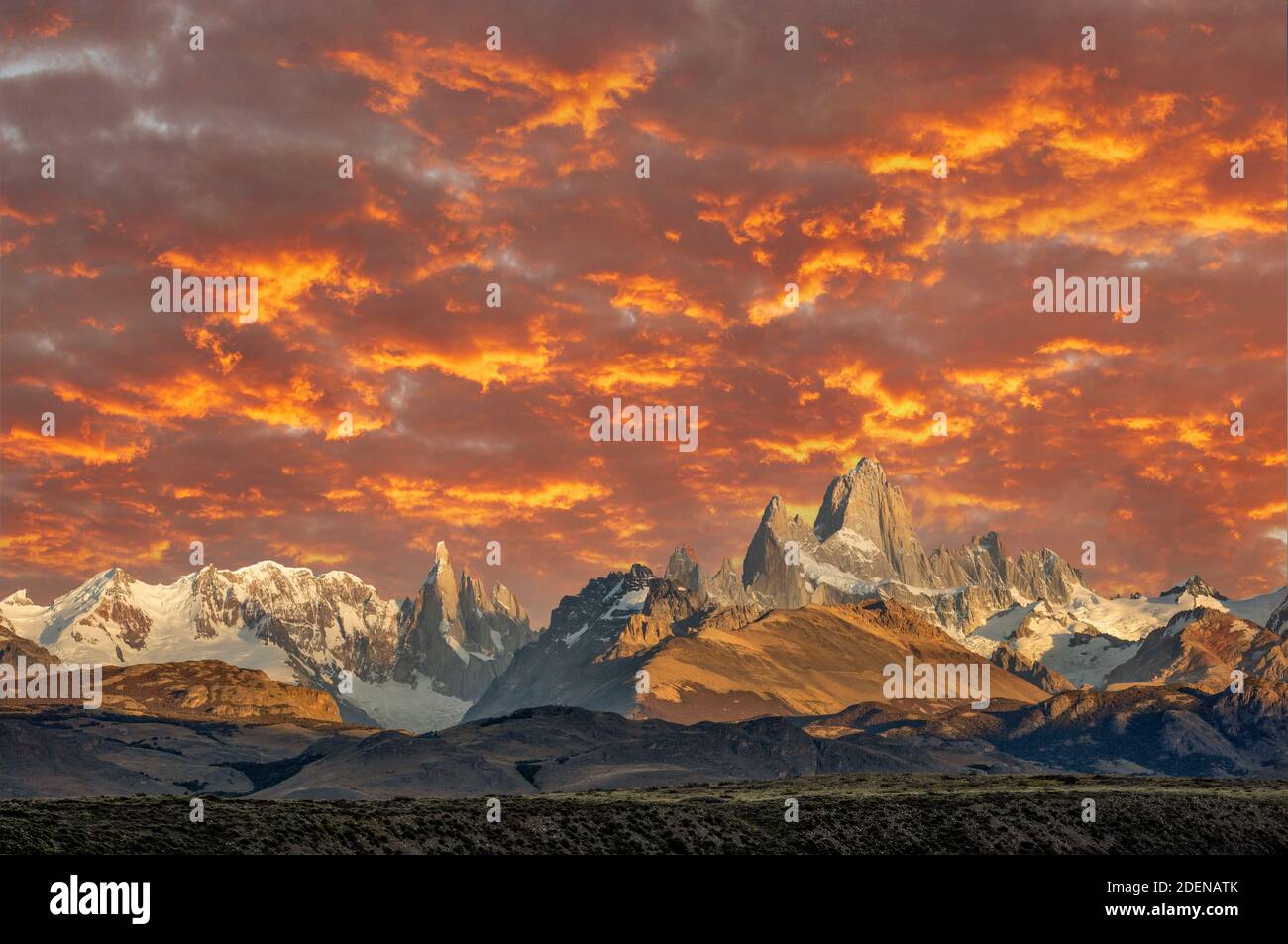 America del Sud, Patagonia, Argentina, Parco Nazionale Los Glaciares , Monte Fitz Roy (m) Foto Stock