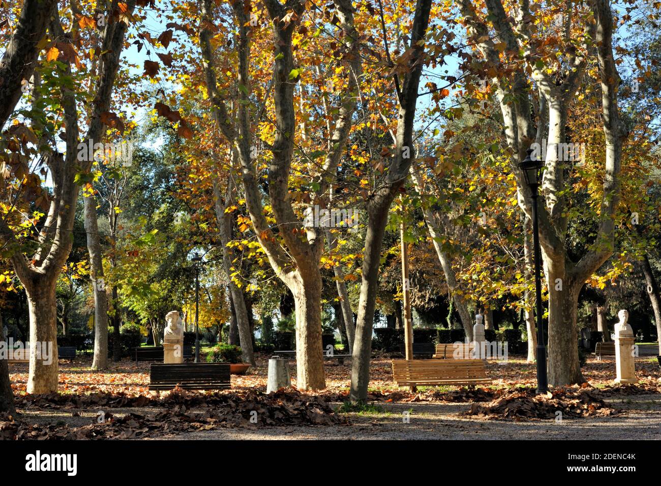 Italia, Roma, giardini del Pincio in autunno Foto Stock