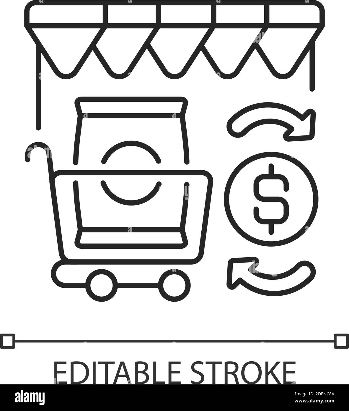 Icona lineare del commercio al dettaglio Illustrazione Vettoriale