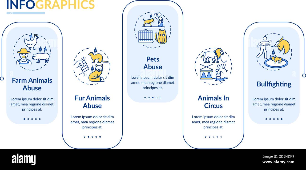 Modello infografico vettoriale crudeltà animale Illustrazione Vettoriale