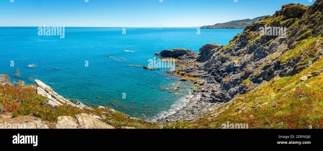 Le Site Classé de l'Anse de Paulilles, Occitanie, Francia. Foto Stock