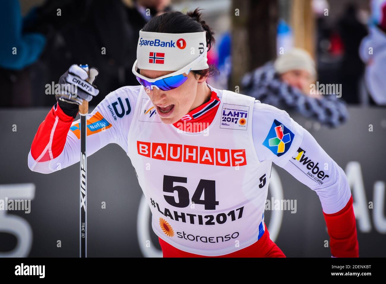 Marit Bjørgen (Bjorgen, Bjoergen), squadra norvegese di sci femminile, in 10-K classic ai Campionati mondiali di sci nordico FIS 2017 a Lahti, Finlandia. Foto Stock