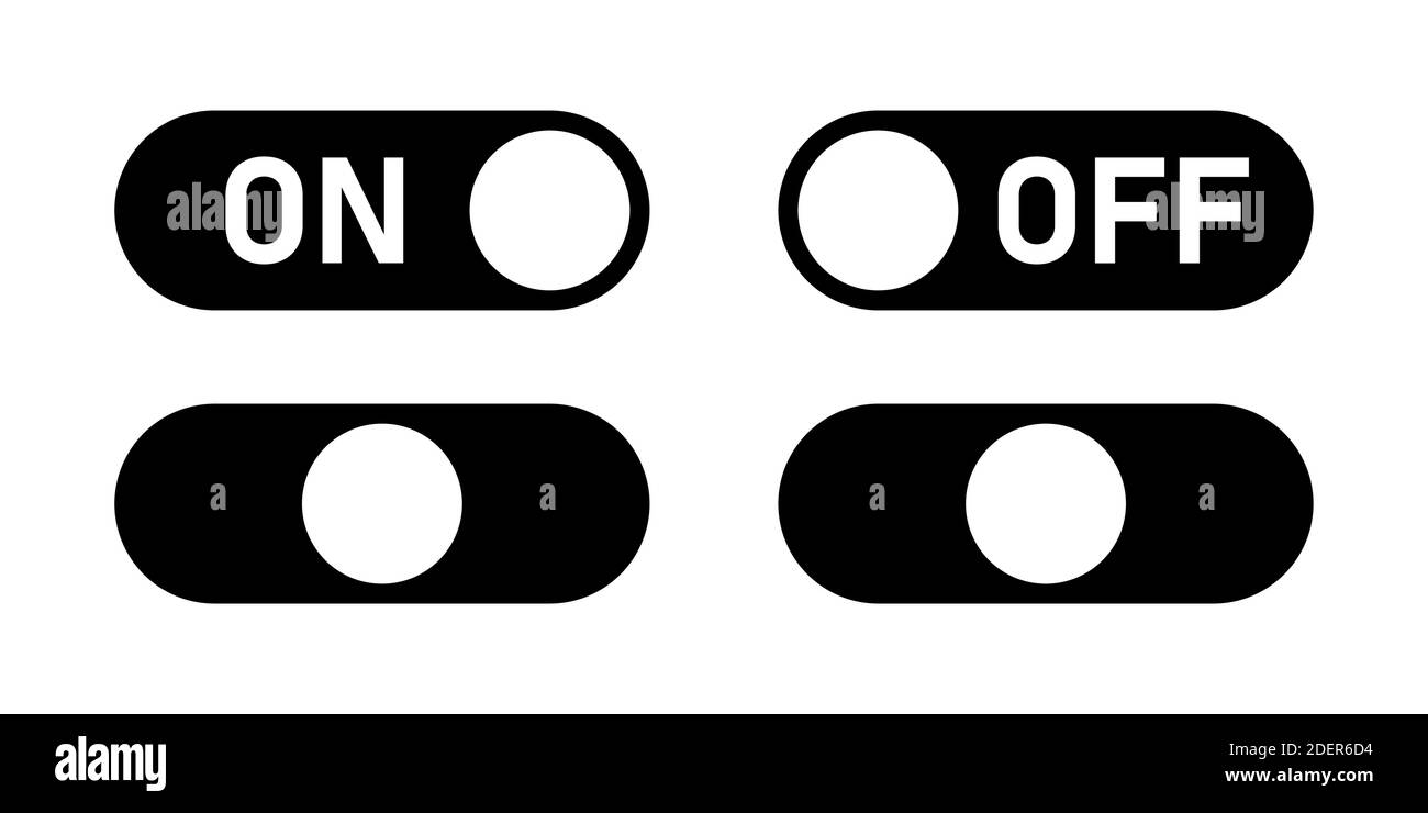 Icona del pulsante di accensione/spegnimento impostata. Immagine vettoriale. Illustrazione Vettoriale