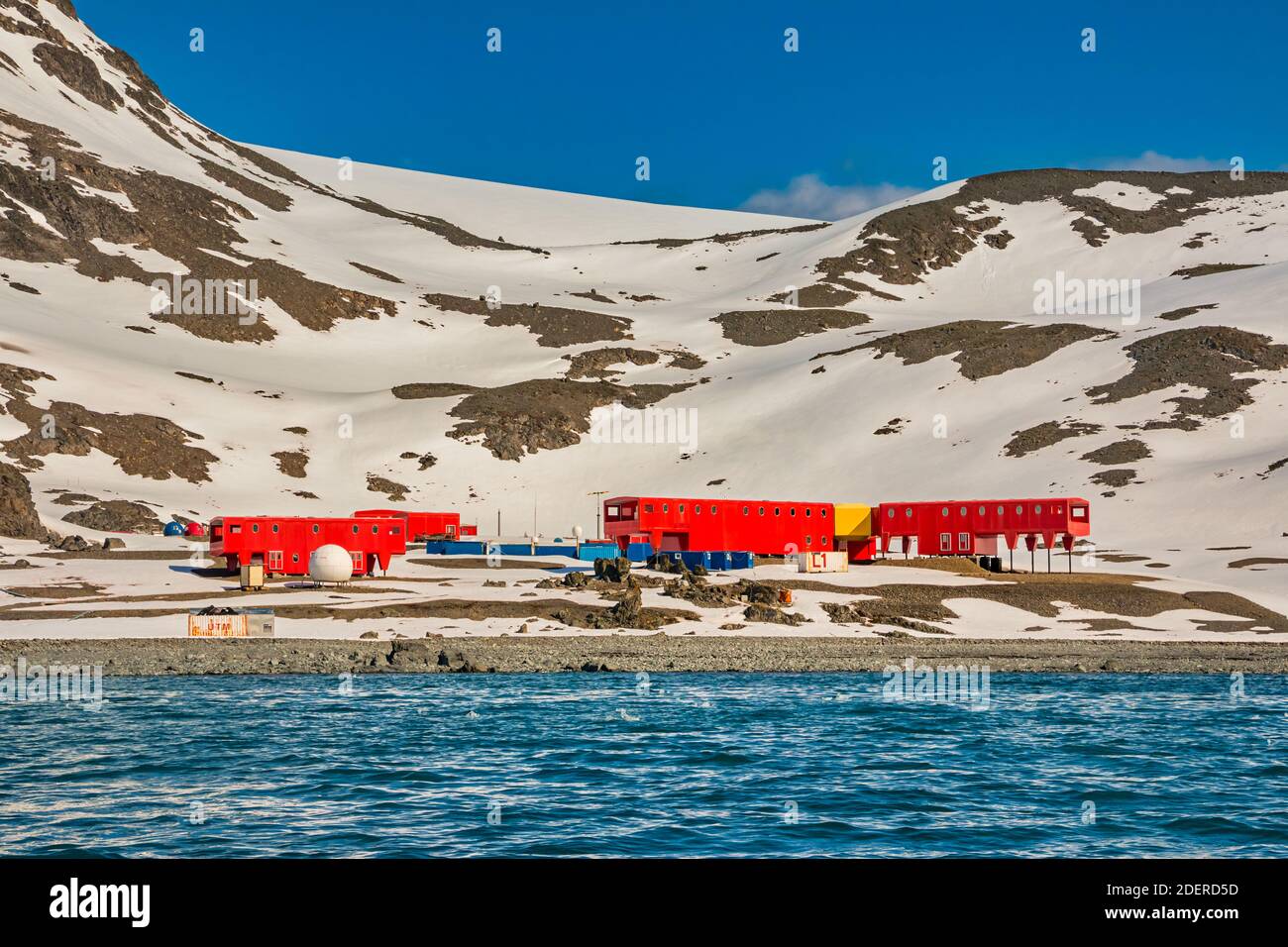 La base scientifica spagnola Juan Carlos i Antartico, sulle Isole Shetland meridionali, Antartide Foto Stock