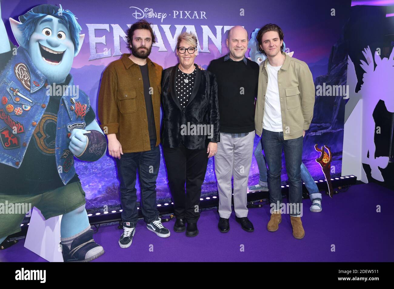 Pio Marmai, Kori Rae, Dan Scanlon e Thomas Soliveres in occasione della prima di 'en Avant' tenutasi all'UGC Normandie di Parigi, Francia, il 26 febbraio 2020. Foto di Jerome DomineABACAPRESS.COM Foto Stock